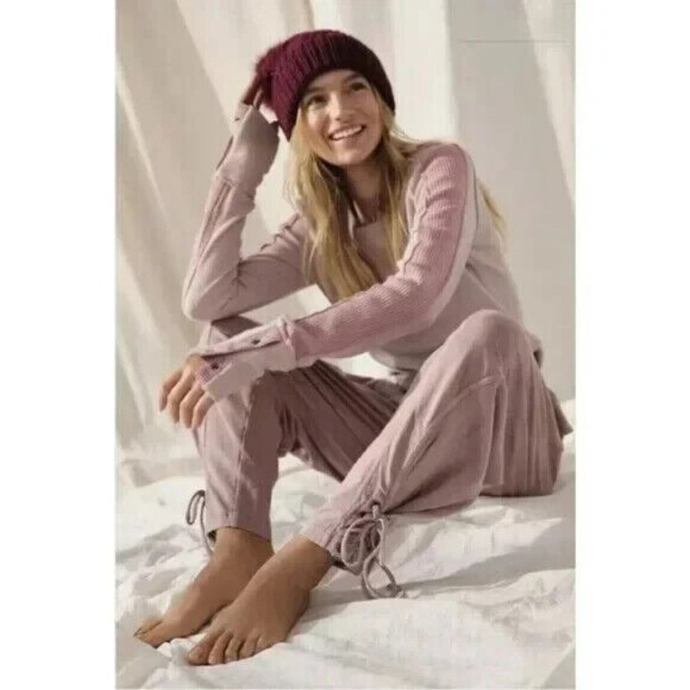 Free People FP One Billie Pants Smocked Pleated Mauve New